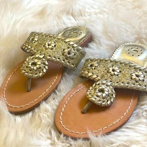 Jack Rogers Hamptons Sparkling Gold Thong Sandal - Little Kid